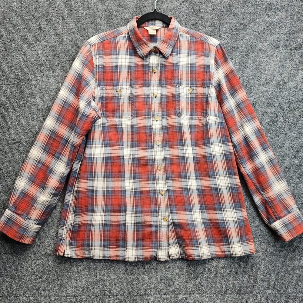 Duluth Trading Women's Large Plaid Flannel Shirt Cotton Workwear Gorpcore Cabin
